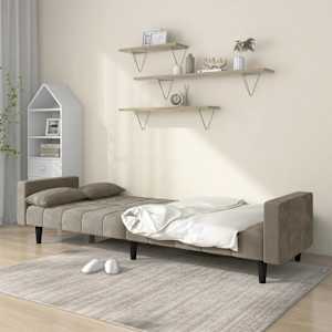 vidaXL 2-Seater Sofa Bed with Two Pillows Light Gray Velvet