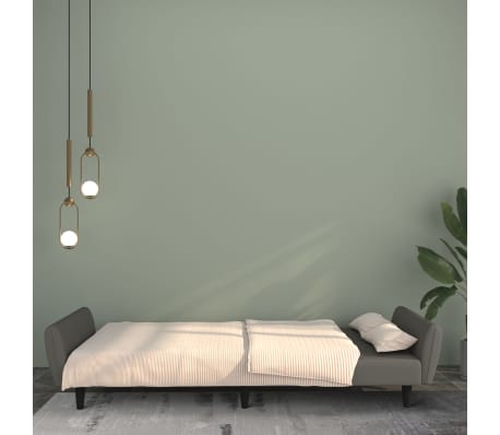 vidaXL Dvivietė sofa-lova, tamsiai pilkos spalvos, aksomas