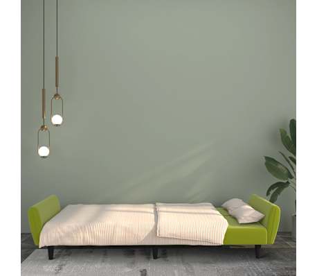 vidaXL Dvivietė sofa-lova, &scaron;viesiai žalios spalvos, aksomas