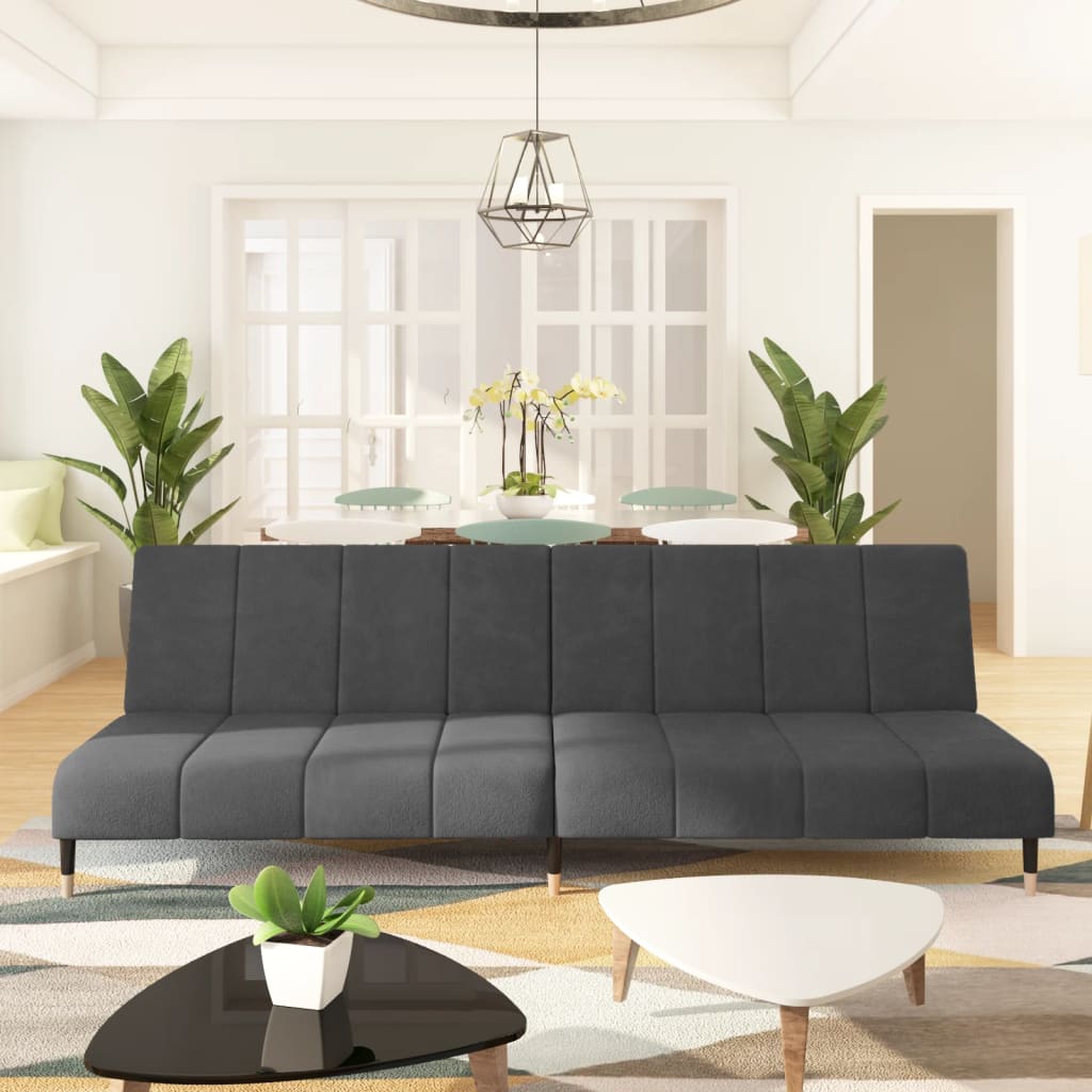 vidaXL 2-personers sovesofa fløjl mørkegrå