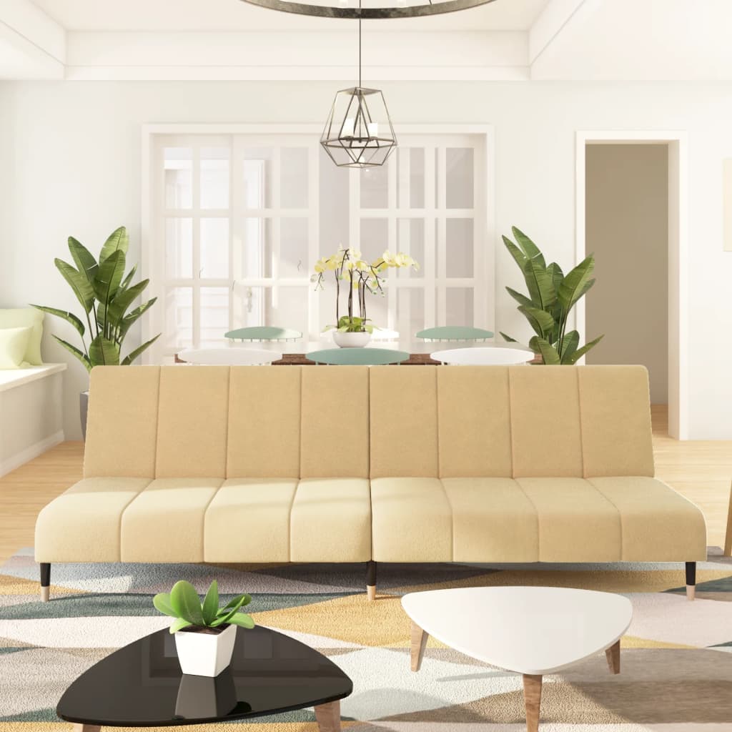 Canapé-lit à 2 places Crème Velours