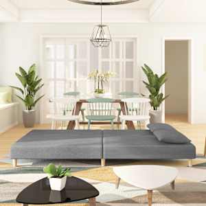 vidaXL Divano Letto a 2 Posti con 2 Cuscini Grigio Chiaro in Tessuto