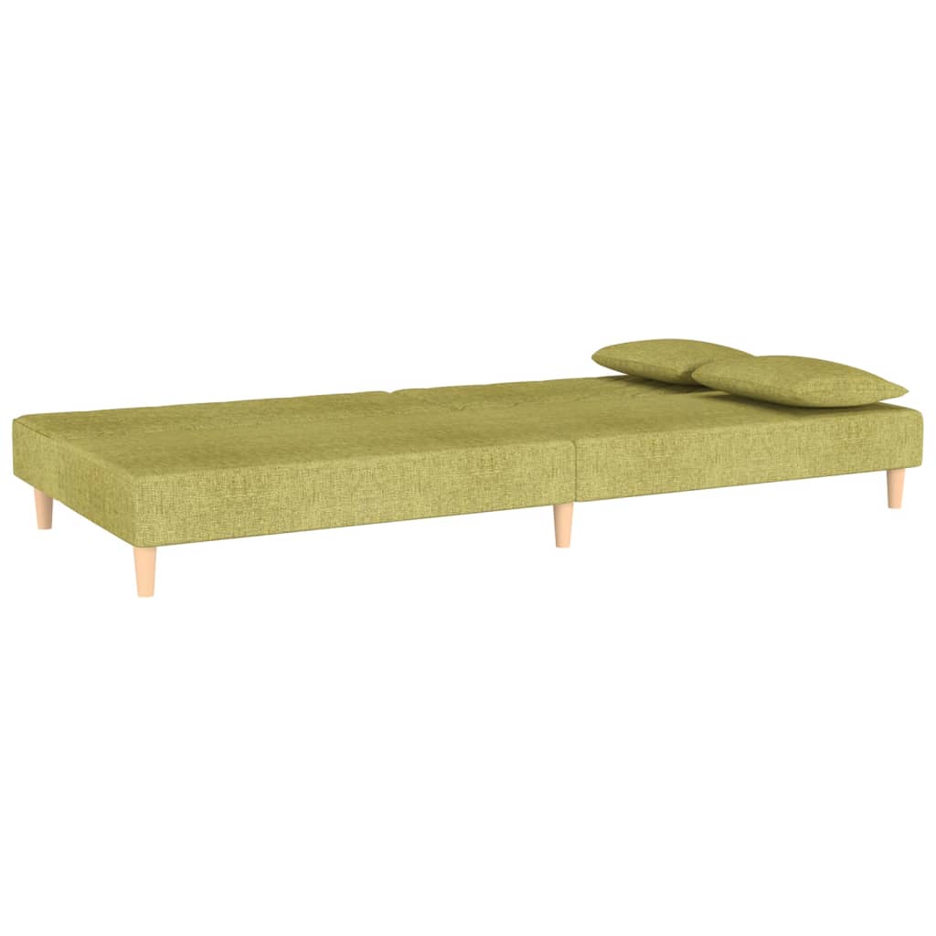 Canapea extensibilă cu 2 locuri, 2 perne, verde, textil