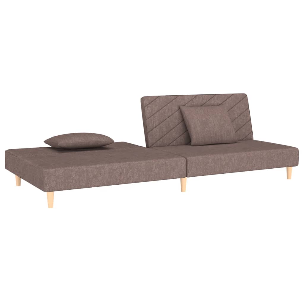 Canapea cu 2 locuri, cu 2 perne, gri taupe, material textil