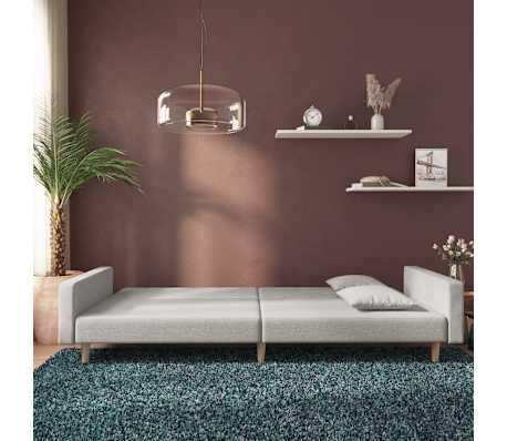 vidaXL Kavč dvosed z leži&scaron;čem in dvema blazinama svetlo sivo blago