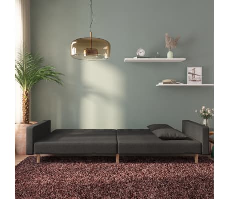 vidaXL 2-personers sovesofa med 2 puder stof sort