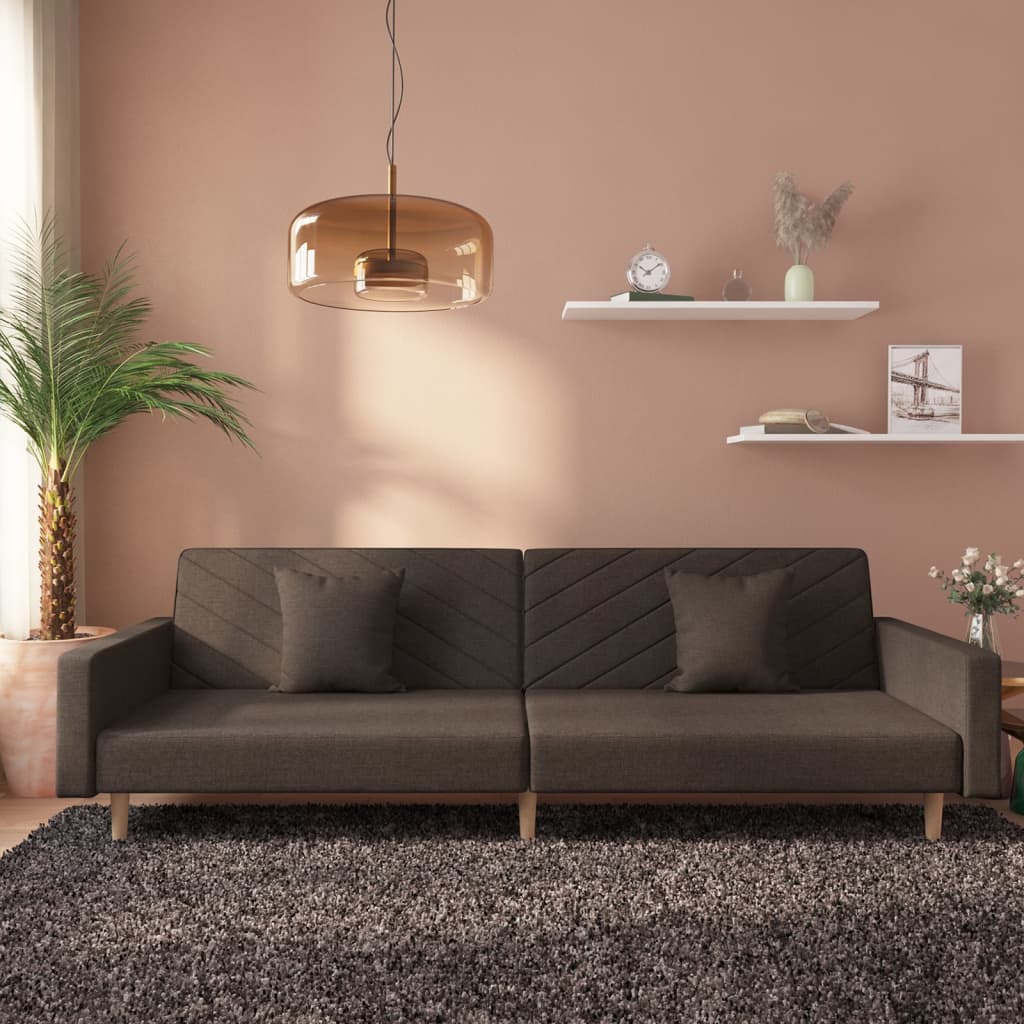 vida XL Schlafsofa 2-Sitzer mit 2 Kissen Dunkelbraun Stoff