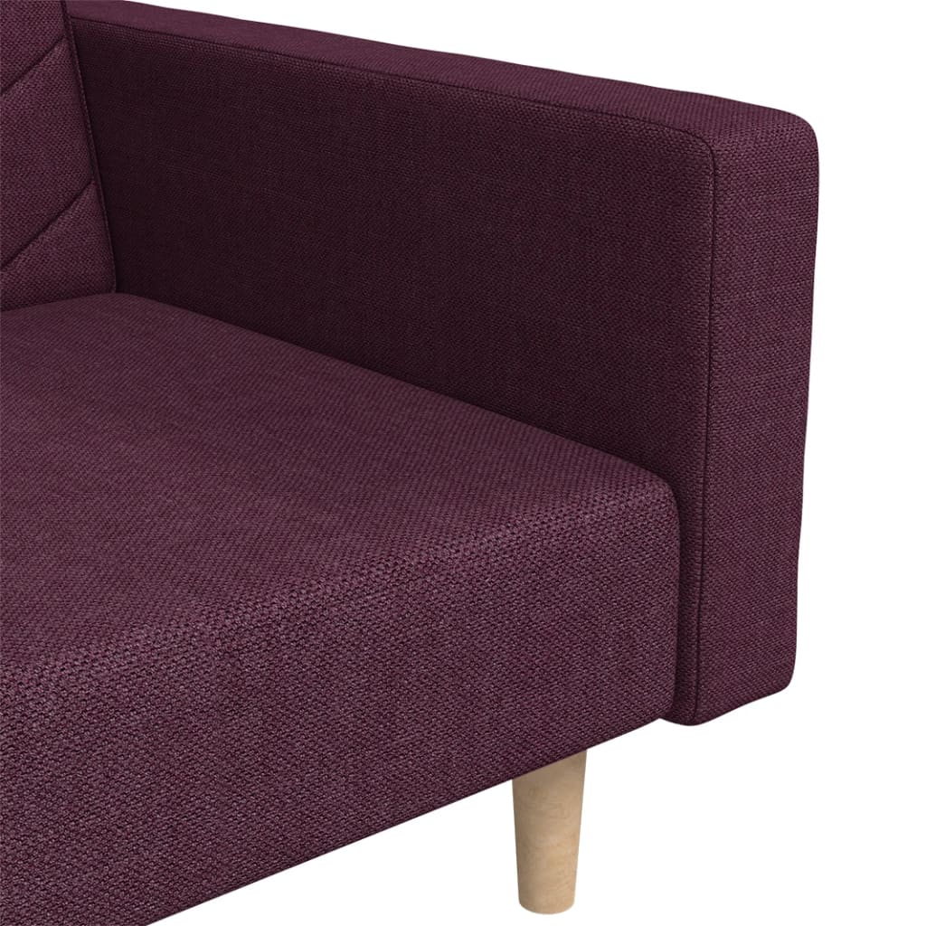Canapea extensibilă cu 2 locuri, 2 perne, violet, textil
