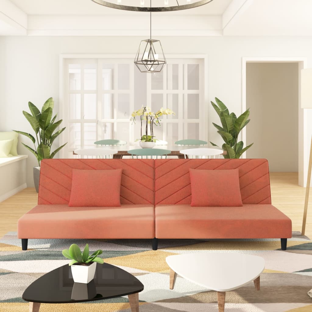 vida XL Schlafsofa 2-Sitzer mit 2 Kissen Rosa Samt