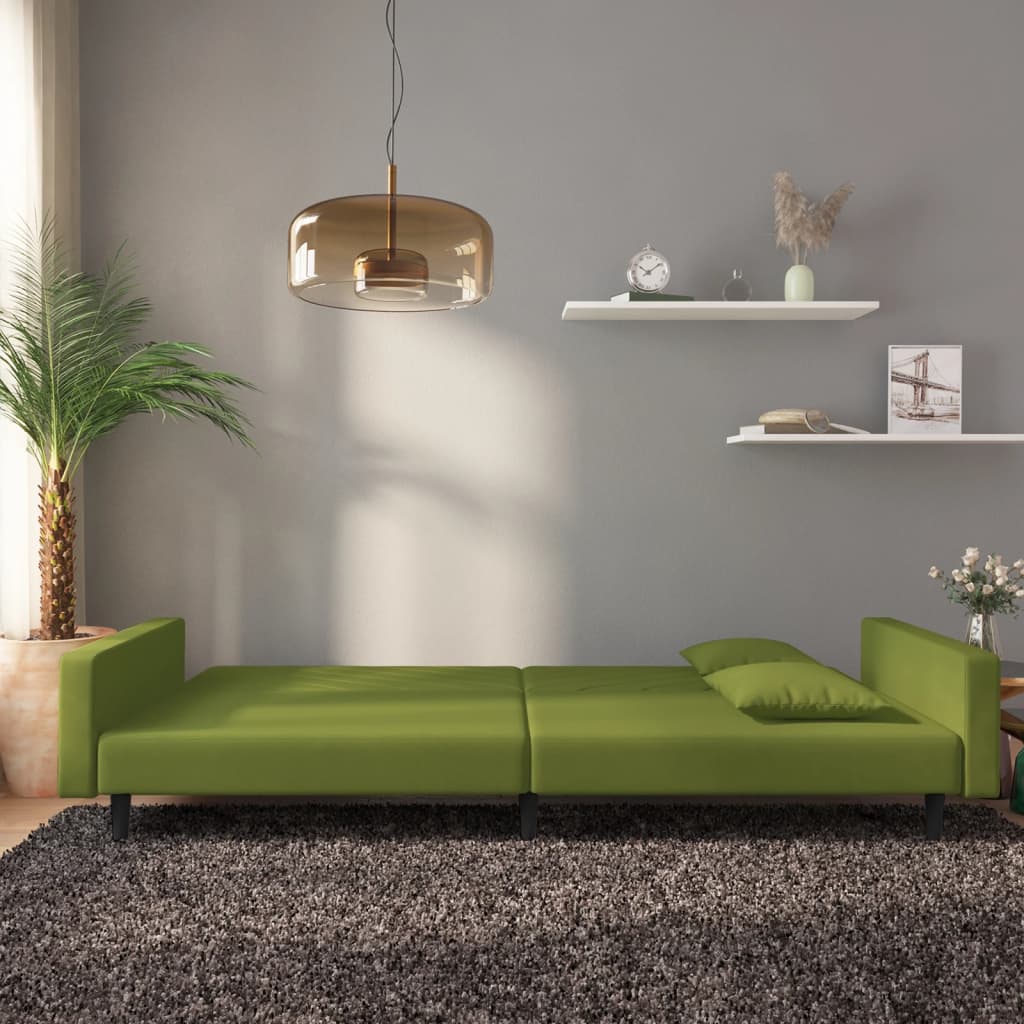 

vidaXL Slaapbank 2-zits met 2 kussens fluweel lichtgroen
