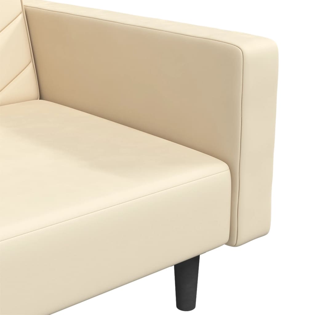Canapea extensibilă cu 2 locuri, 2 perne, crem, catifea