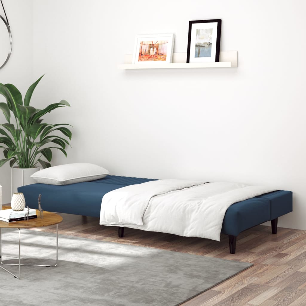 vidaXL 2-Seater Sofa Bed Blue Velvet