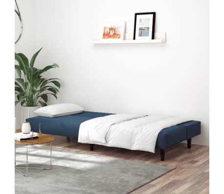 vidaXL 2-Seater Sofa Bed Blue Velvet