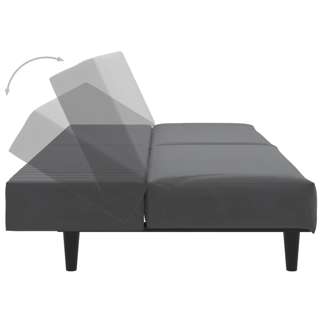 Kétszemélyes sötétszürke bársony kanapéágy 