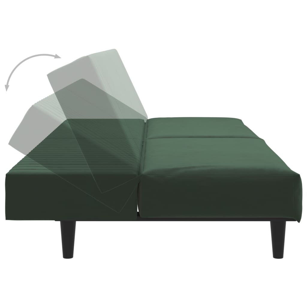 Canapea extensibilă cu 2 locuri, verde închis, catifea