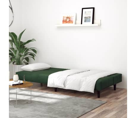 vidaXL 2-Seater Sofa Bed Dark Green Velvet