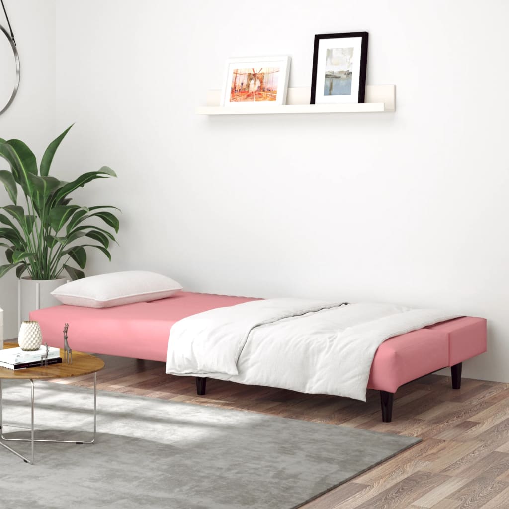 

vidaXL Slaapbank 2-zits fluweel roze