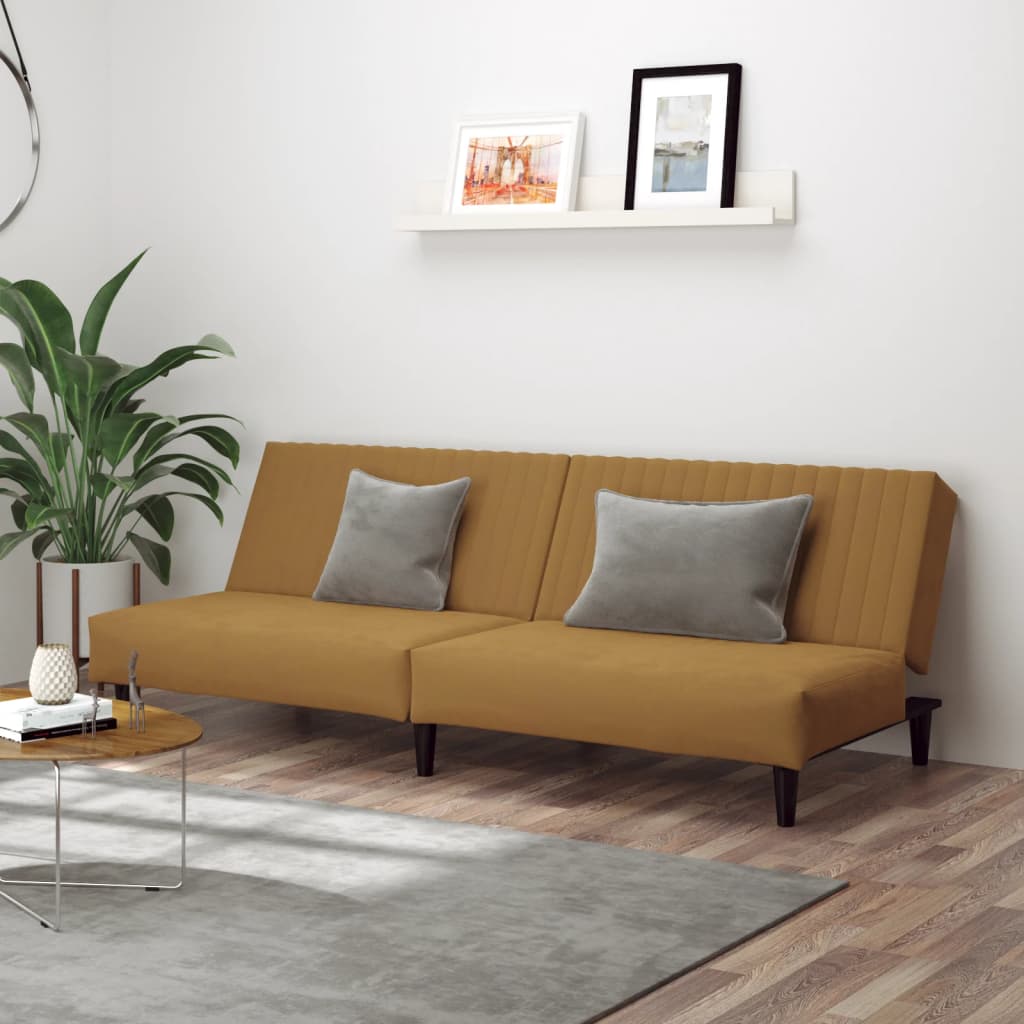vida XL Schlafsofa 2-Sitzer Braun Samt