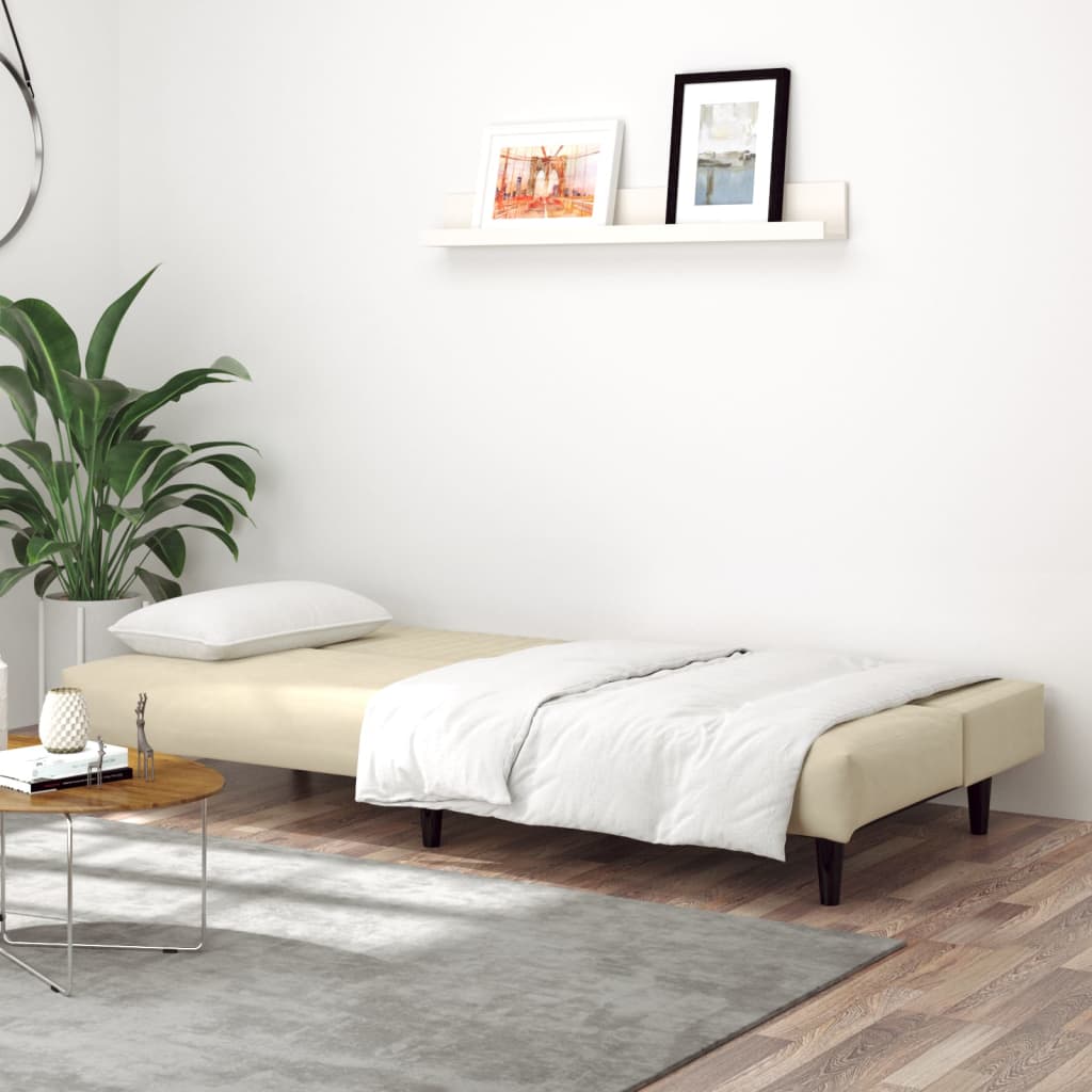 vidaXL Schlafsofa 2-Sitzer Creme Samt