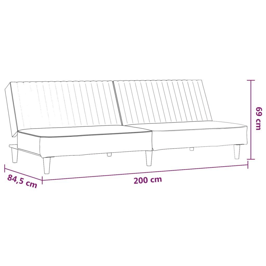 Canapea extensibilă cu 2 locuri, crem, catifea