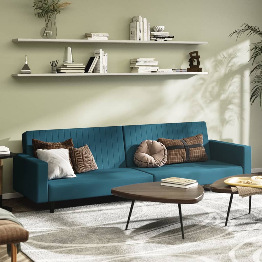 vida XL Schlafsofa 2-Sitzer Blau Samt