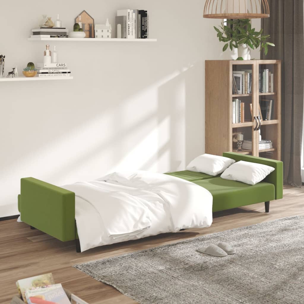 vidaXL 2-vietīga dīvāngulta, gaiši zaļš samts