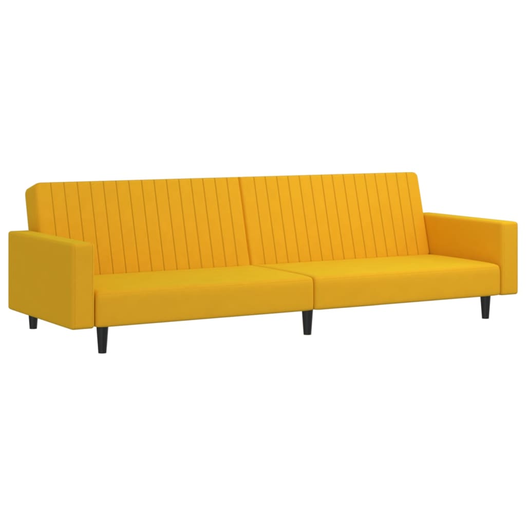 Kétszemélyes sárga bársony kanapéágy 