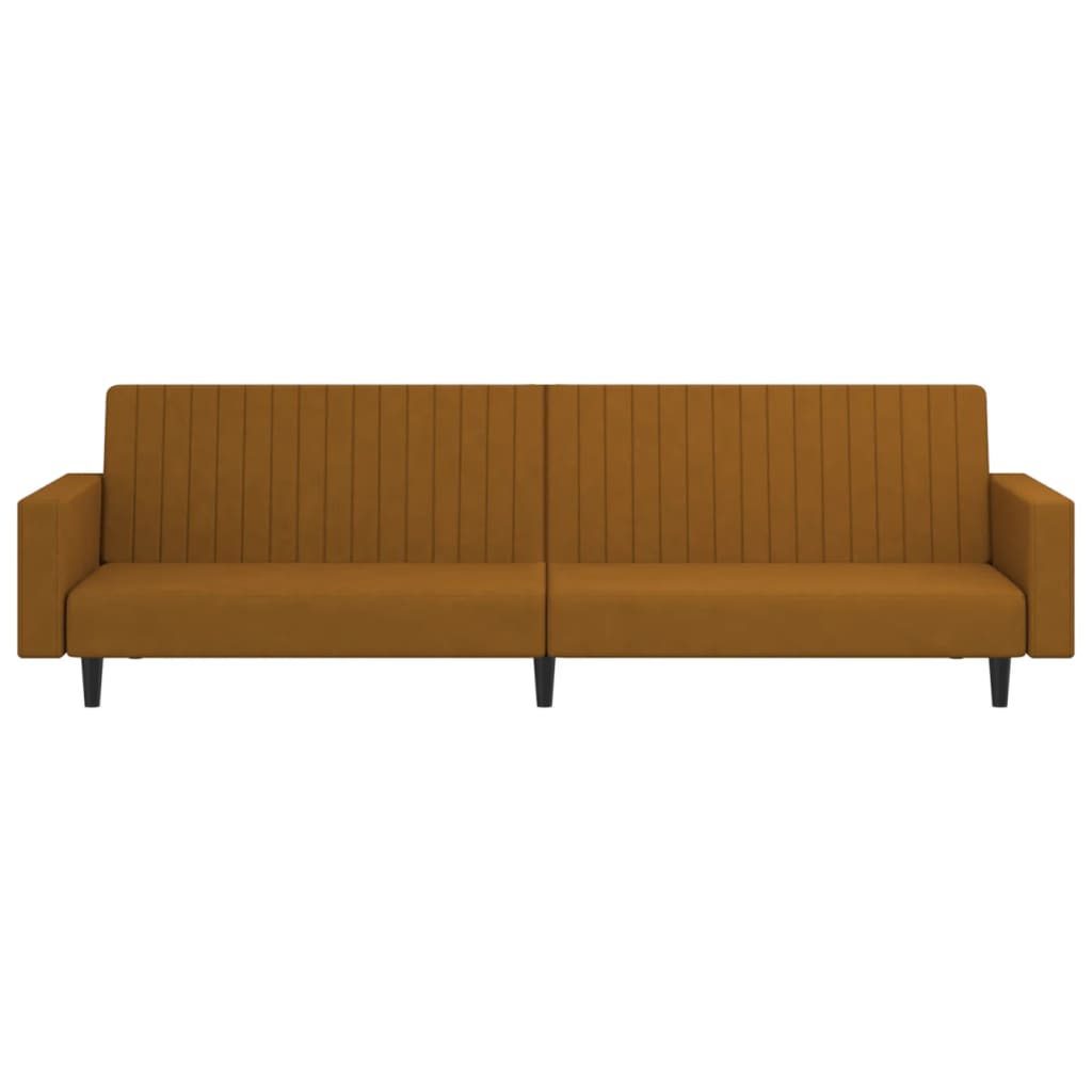 Kétszemélyes barna bársony kanapéágy 