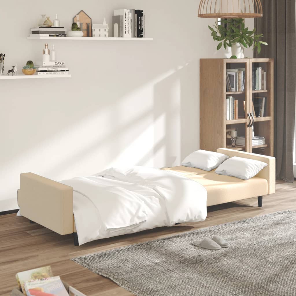 

vidaXL Slaapbank 2-zits fluweel crèmekleurig