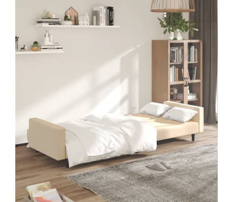 vidaXL Schlafsofa 2-Sitzer Creme Samt