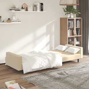 vidaXL Schlafsofa 2-Sitzer Creme Samt
