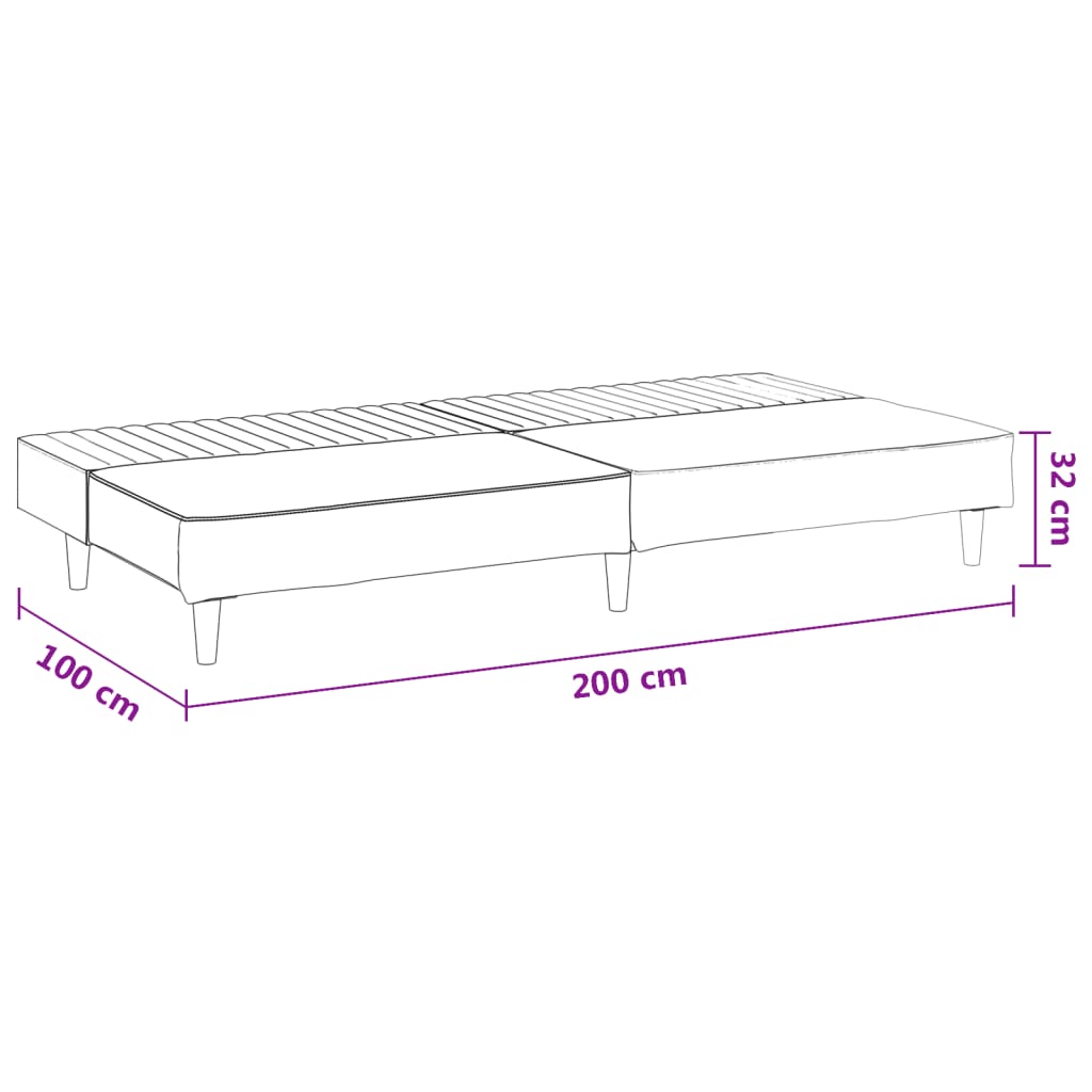 Canapea extensibilă cu 2 locuri, negru, piele ecologică