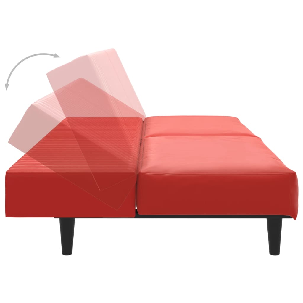 Dvivietė lova, raudonos spalvos, dirbtinė oda | Stepinfit