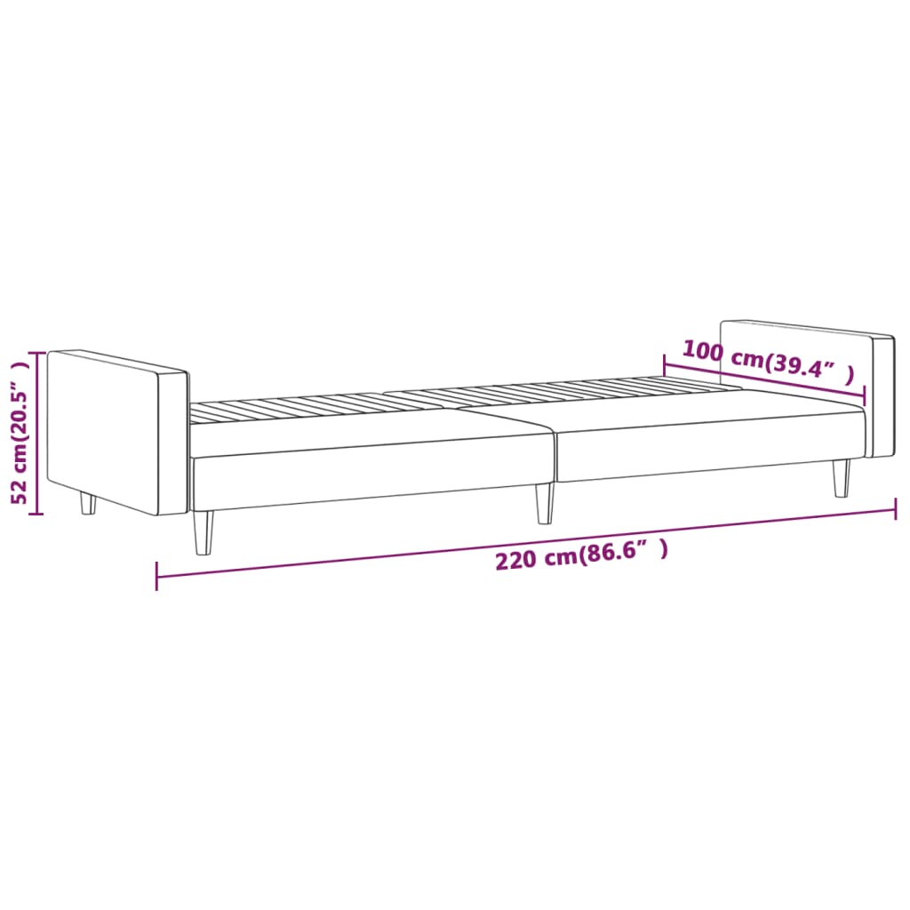 Canapea extensibilă cu 2 locuri, crem, piele ecologică