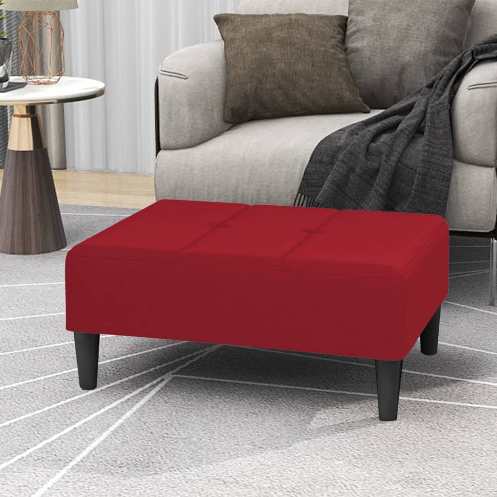 Repose-pied Rouge bordeaux 78x56x32 cm Velours