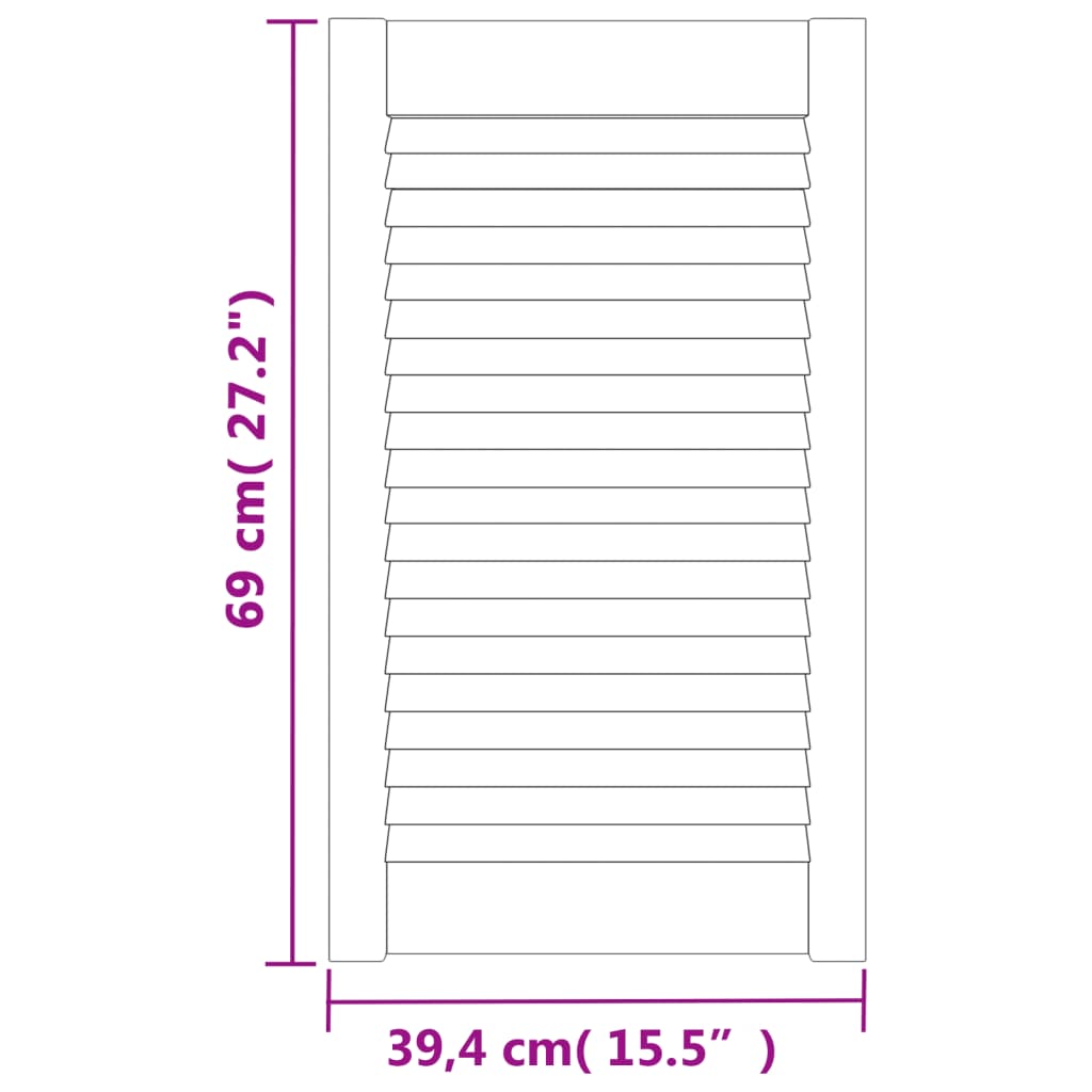 2 db tömör fenyőfa zsaluzott ajtó 69 x 39,4 cm 