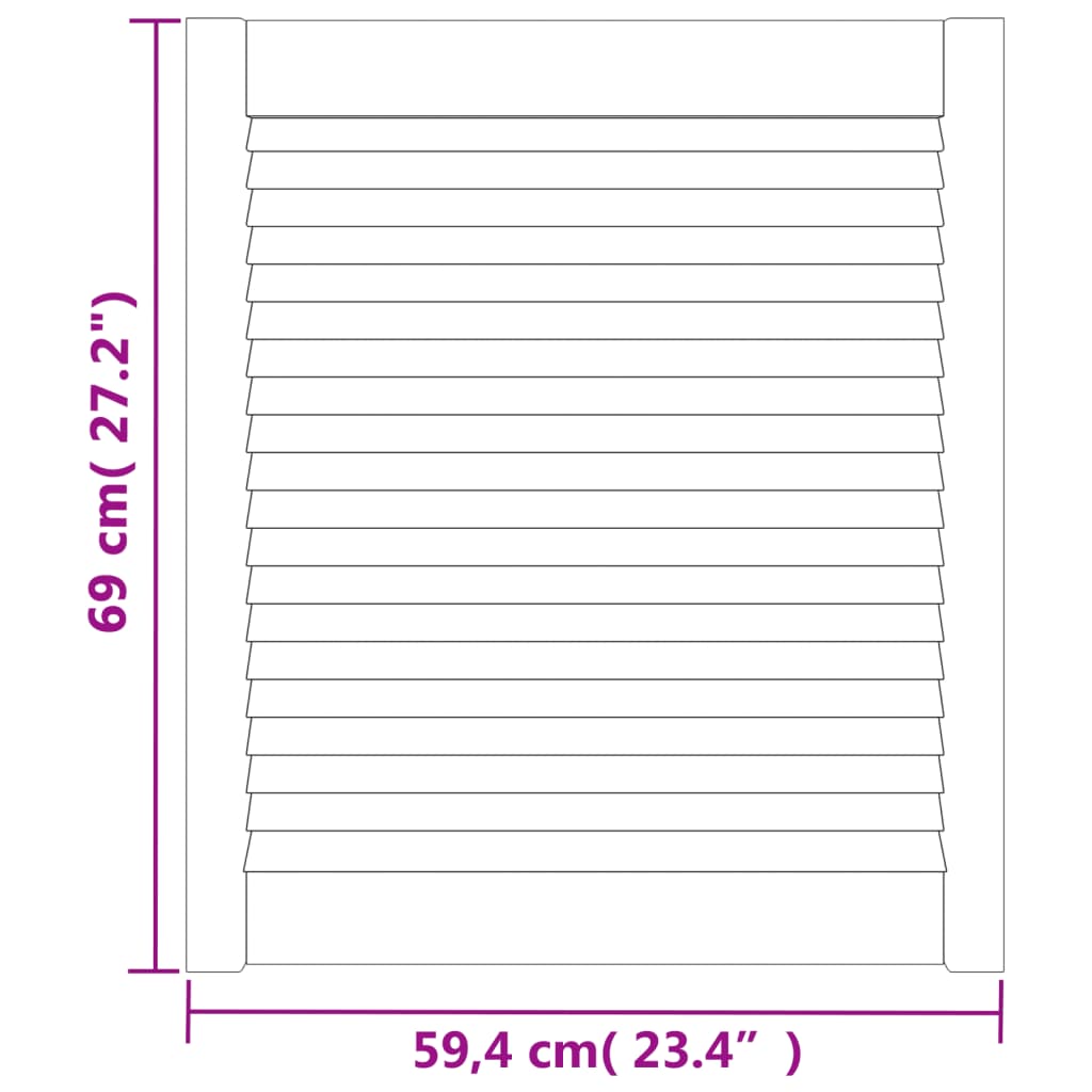 2 db tömör fenyőfa zsaluzott ajtó 69 x 59,4 cm 