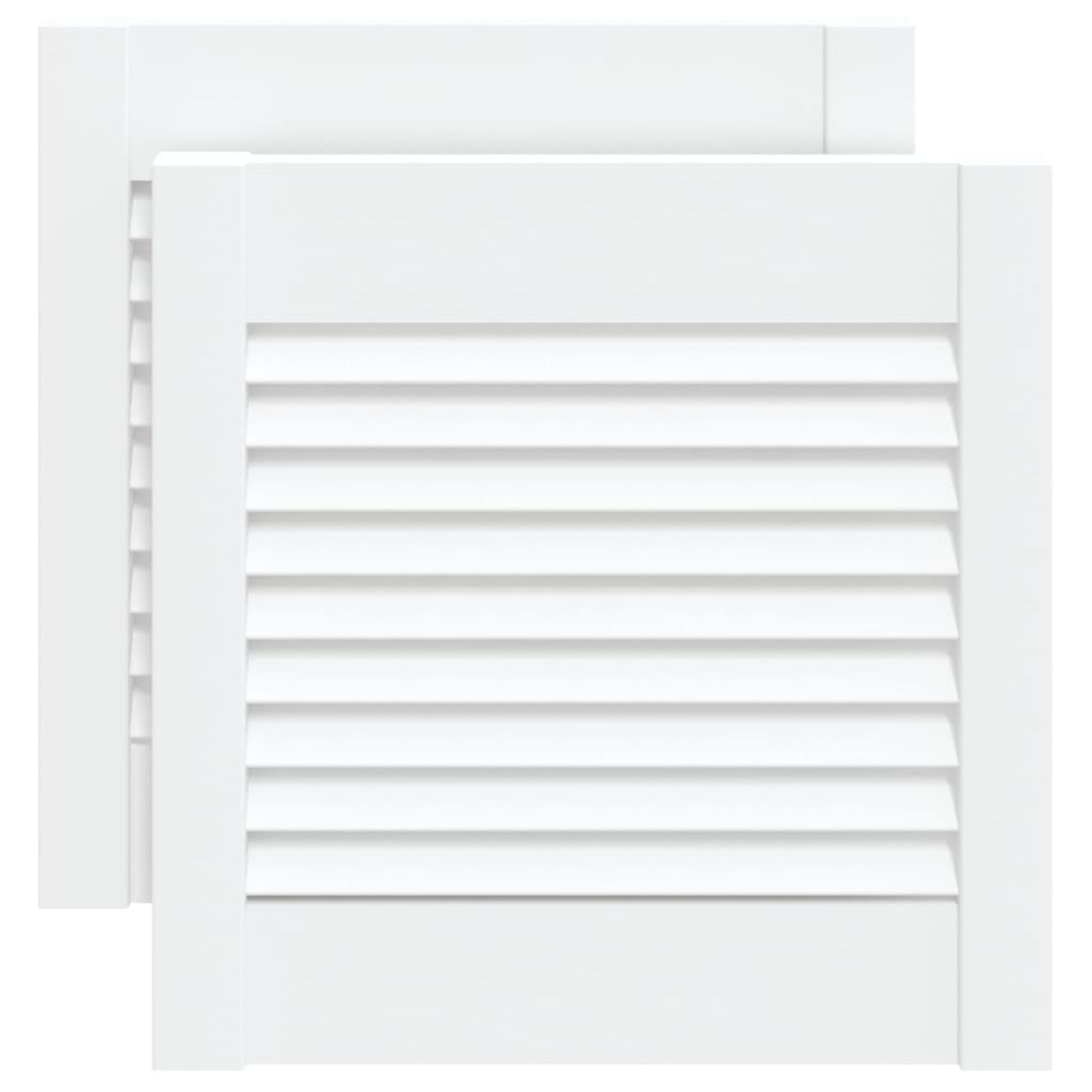 Uși lamelare, 2 buc., alb, 39,5×39,4 cm, lemn masiv de pin