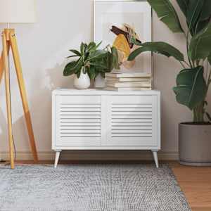 Vrata za omarico z letvicami 2 kosa bela 39,5x39,4 cm borovina