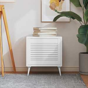 Vrata za omarico z letvicami bela 39,5x49,4 cm trdna borovina