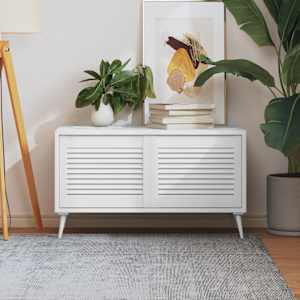 Vrata za omarico z letvicami 2 kosa bela 39,5x49,4 cm borovina