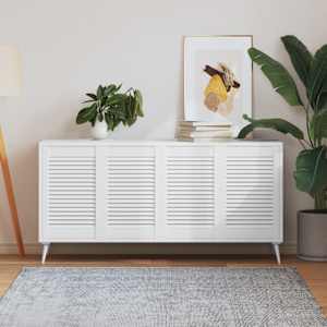 Vrata za omarico z letvicami 4 kosi bela 61,5x39,4 cm borovina