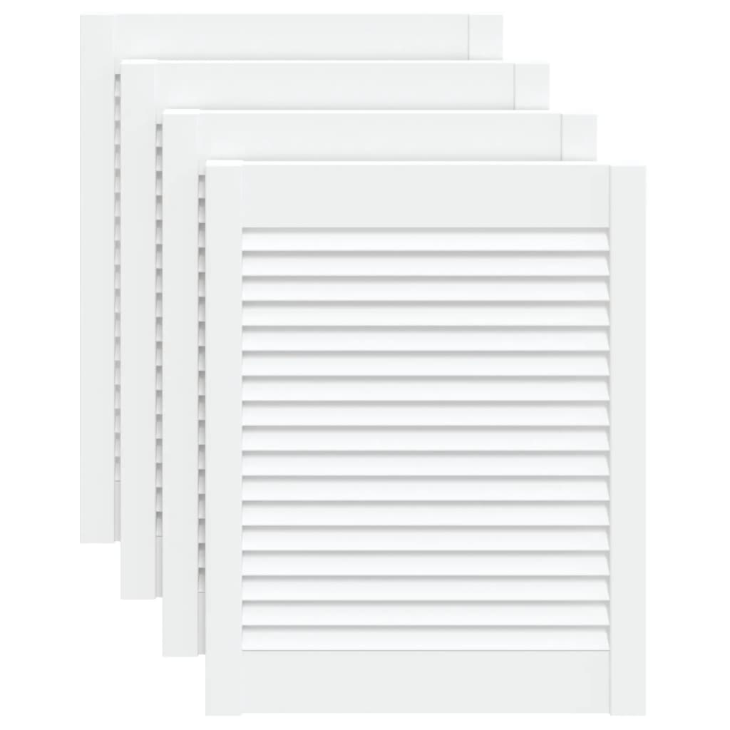 Uși lamelare, 4 buc., alb, 61,5×49,4 cm, lemn masiv de pin