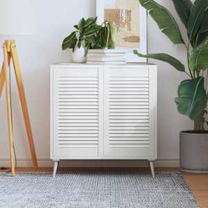 Vrata za omarico z letvicami 2 kosa bela 69x39,4 cm borovina