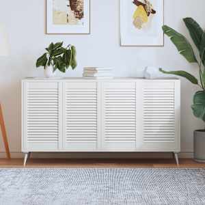 Vrata za omarico z letvicami 4 kosi bela 69x39,4 cm borovina