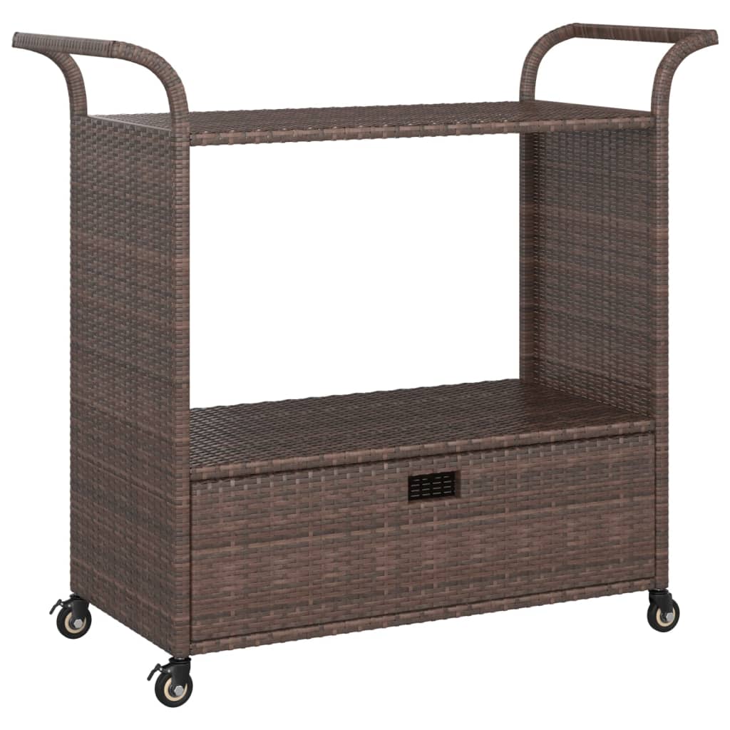 Image of vidaXL Bar Cart with Drawer Brown 100x45x97 cm Poly Rattan