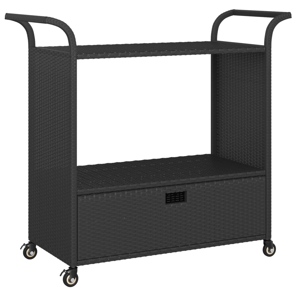 

vidaXL Bar Cart with Drawer Black 39.4"x17.7"x38.2" Poly Rattan