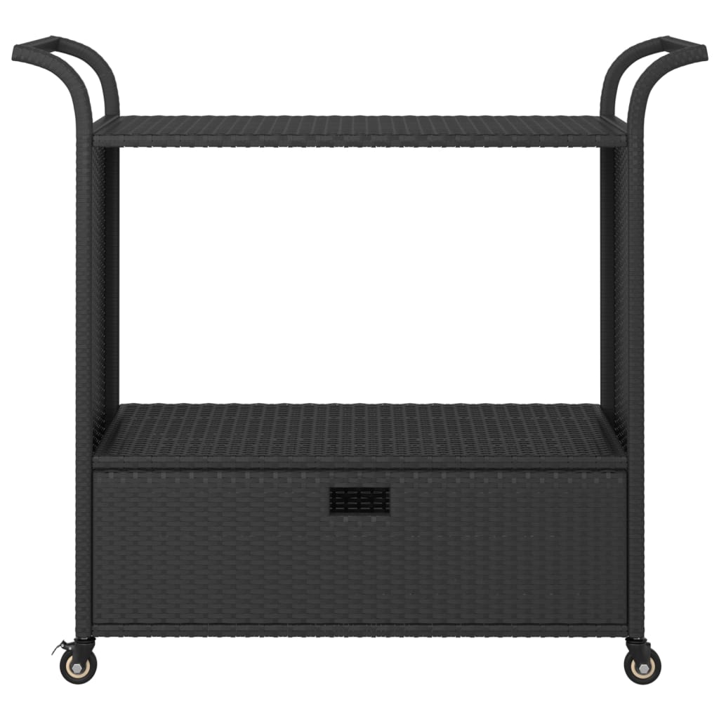 

vidaXL Serveerwagen met lade 100x45x97 cm poly rattan zwart