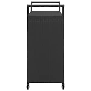Barový vozík se zásuvkou černý 100 x 45 x 97 cm polyratan - obrázek 5