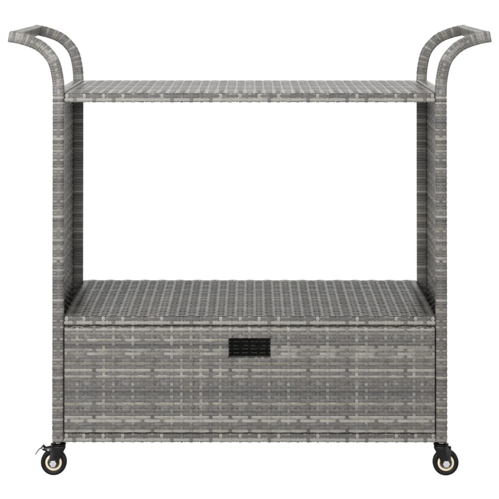 

vidaXL Serveerwagen met lade 100x45x97 cm poly rattan grijs